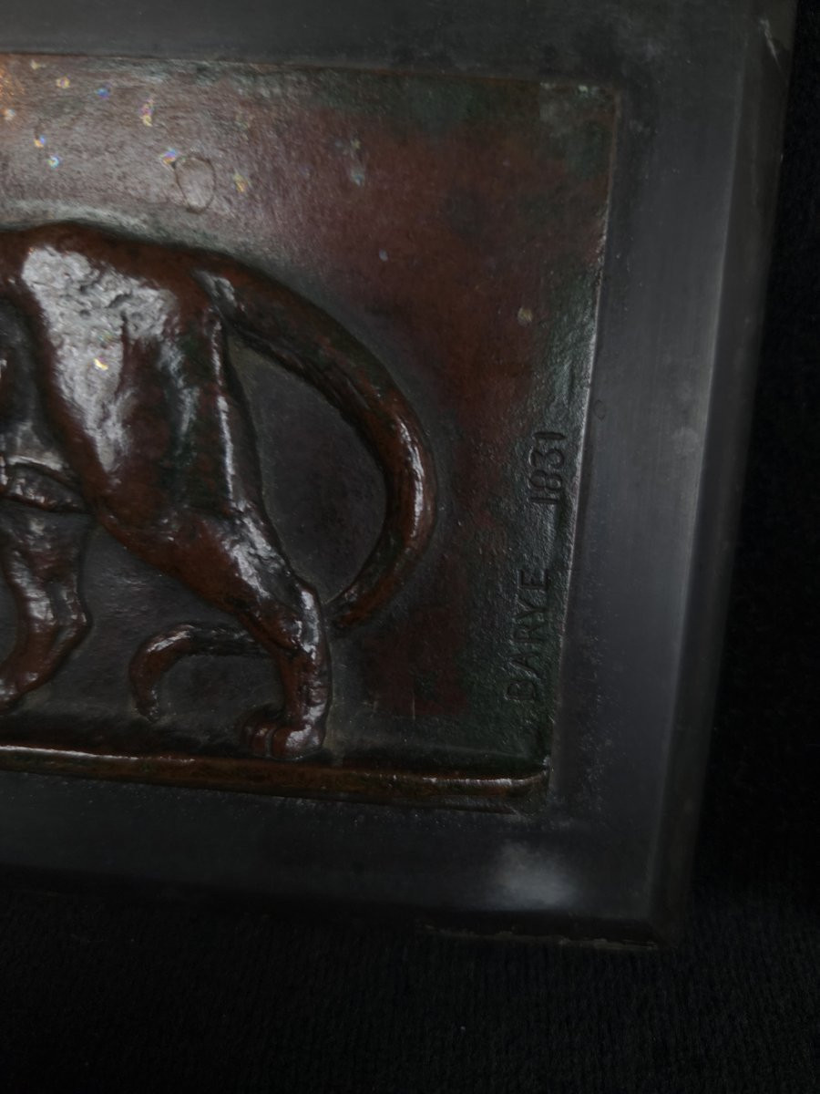 Antoine-Louis Barye (1795-1875) - Paire de plaques en bronze sur marbre-photo-1