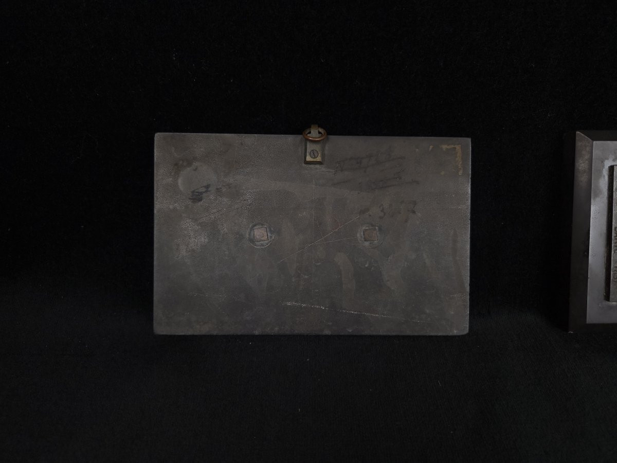 Antoine-Louis Barye (1795-1875) - Paire de plaques en bronze sur marbre-photo-2