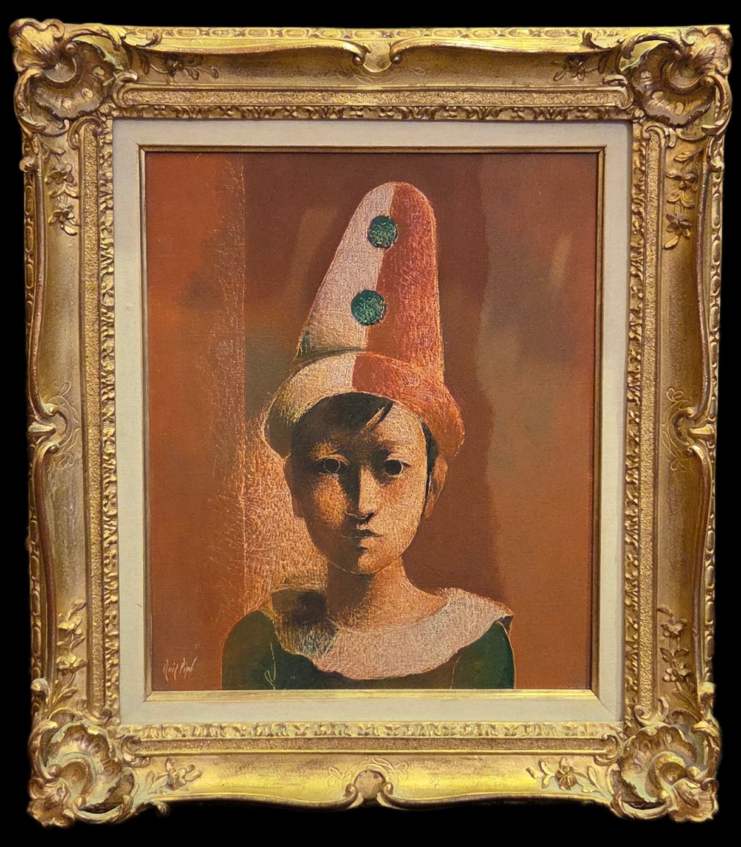 Manolo Ruiz-pipo (1929-1998) - Oil On Canvas - Portrait Of A Young Clown-photo-2