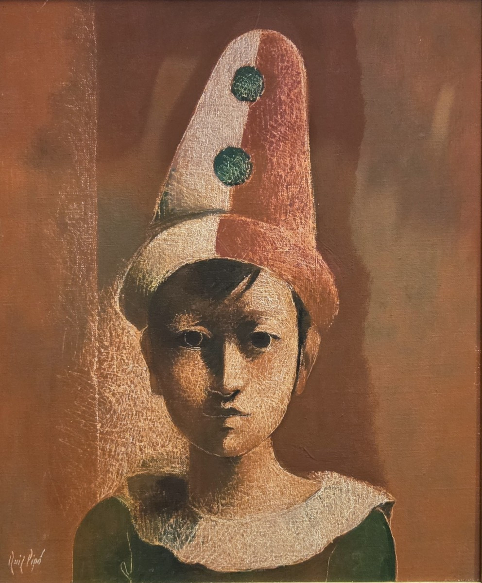 Manolo Ruiz-pipo (1929-1998) - Oil On Canvas - Portrait Of A Young Clown