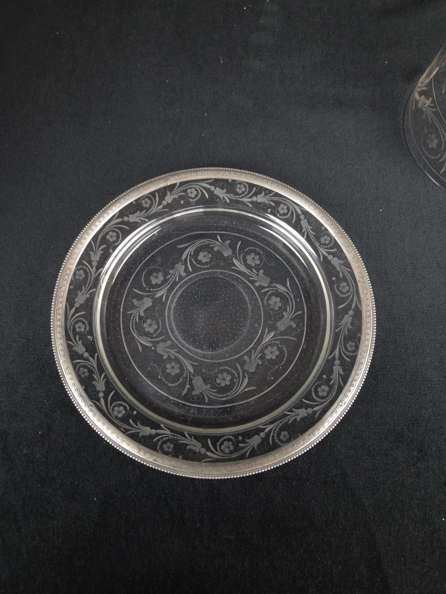 Cheese Bell And Display In Crystal And Silver - Goat Décor - Late 19th Century-photo-1