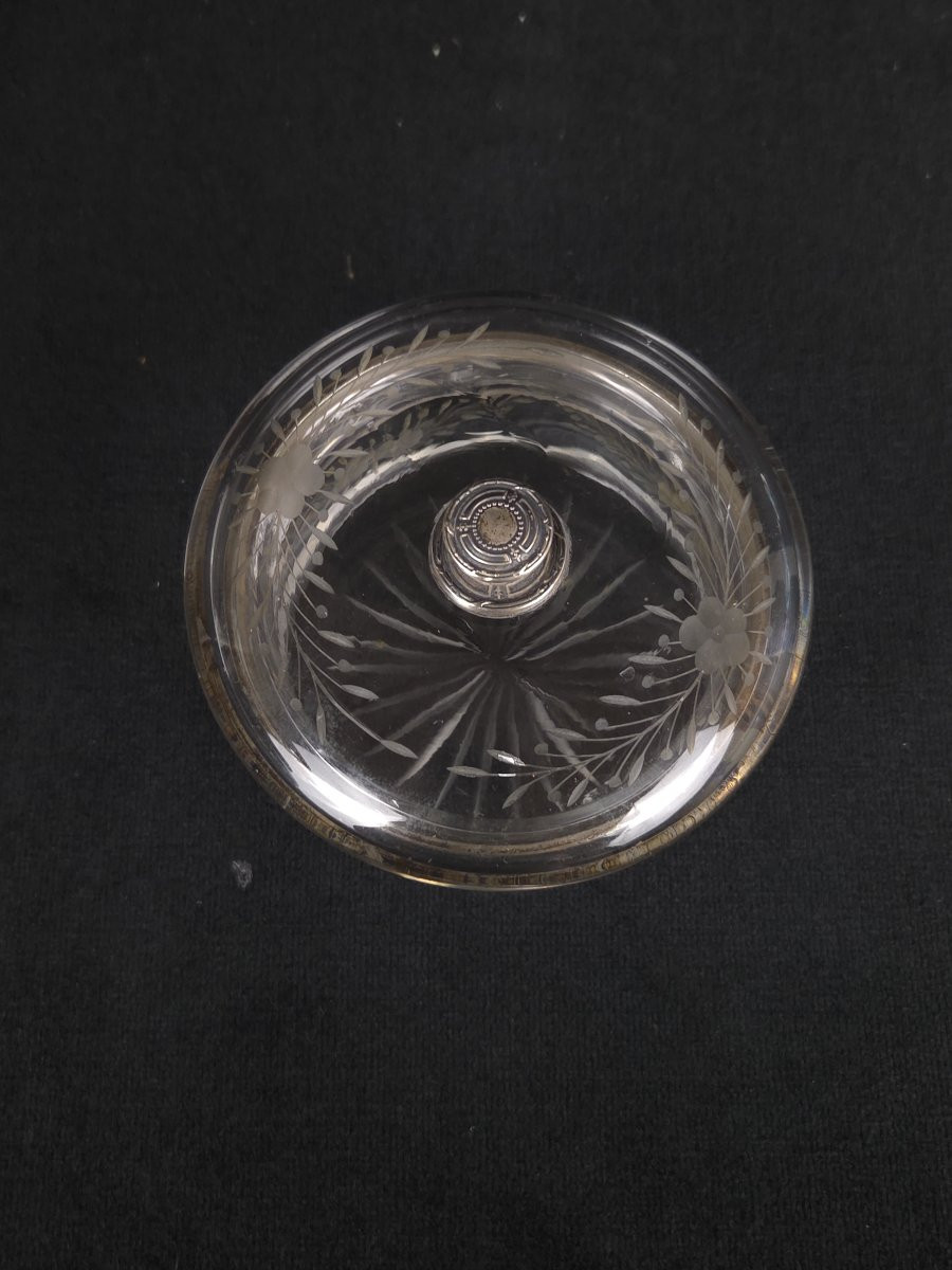 Engraved Crystal And Sterling Silver Bonbonnière - Louis XVI Style (late 19th Century)-photo-4