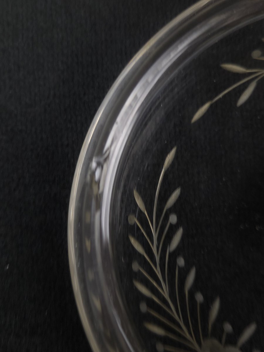Engraved Crystal And Sterling Silver Bonbonnière - Louis XVI Style (late 19th Century)-photo-1