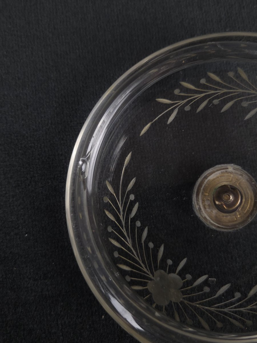Engraved Crystal And Sterling Silver Bonbonnière - Louis XVI Style (late 19th Century)-photo-2