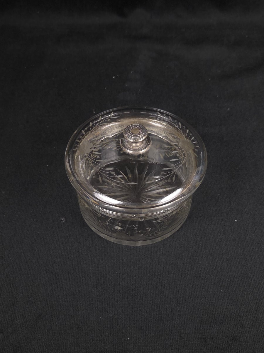 Engraved Crystal And Sterling Silver Bonbonnière - Louis XVI Style (late 19th Century)-photo-5