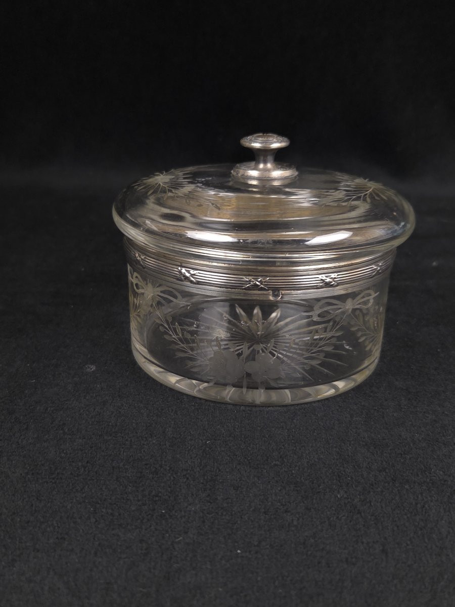 Engraved Crystal And Sterling Silver Bonbonnière - Louis XVI Style (late 19th Century)-photo-6