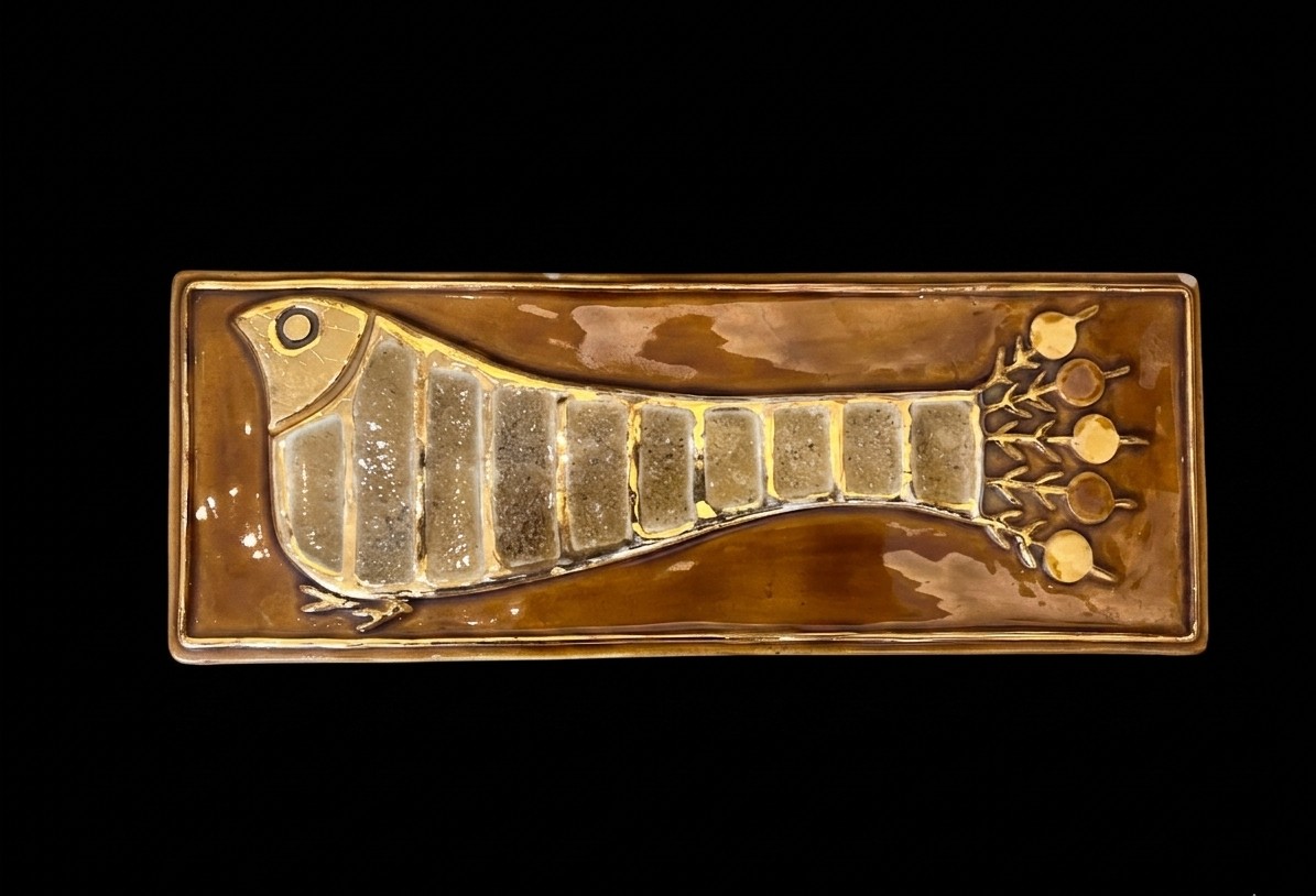 Mithé Espelt (1923-2020) - Large Glazed Ceramic Peacock Box