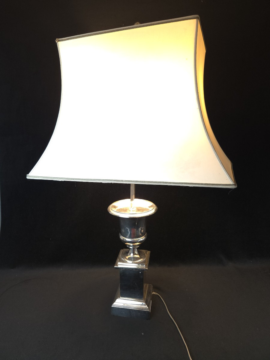 Empire Style Silver-plated Metal Lamp (20th Century)