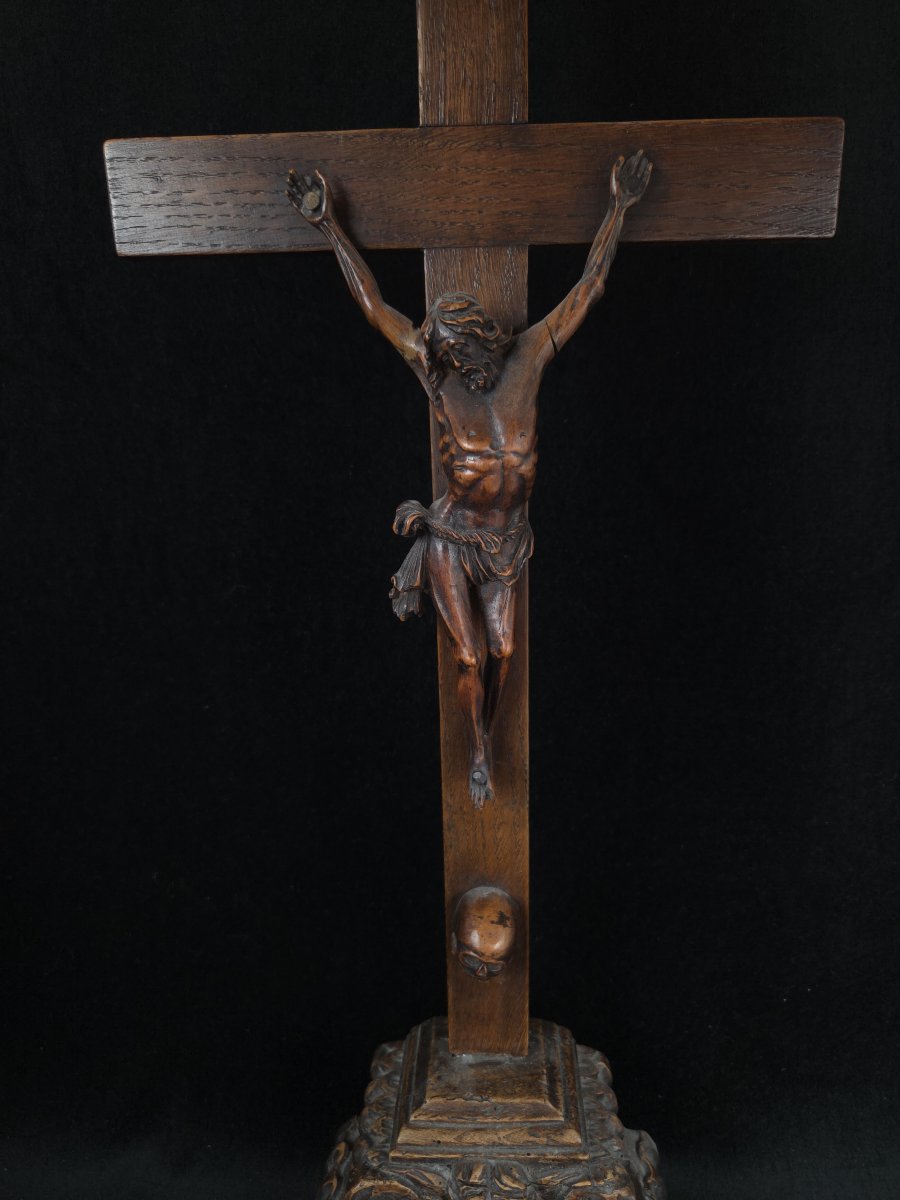 Cruxifix en bois - Golgotha - XIXe siècle-photo-3