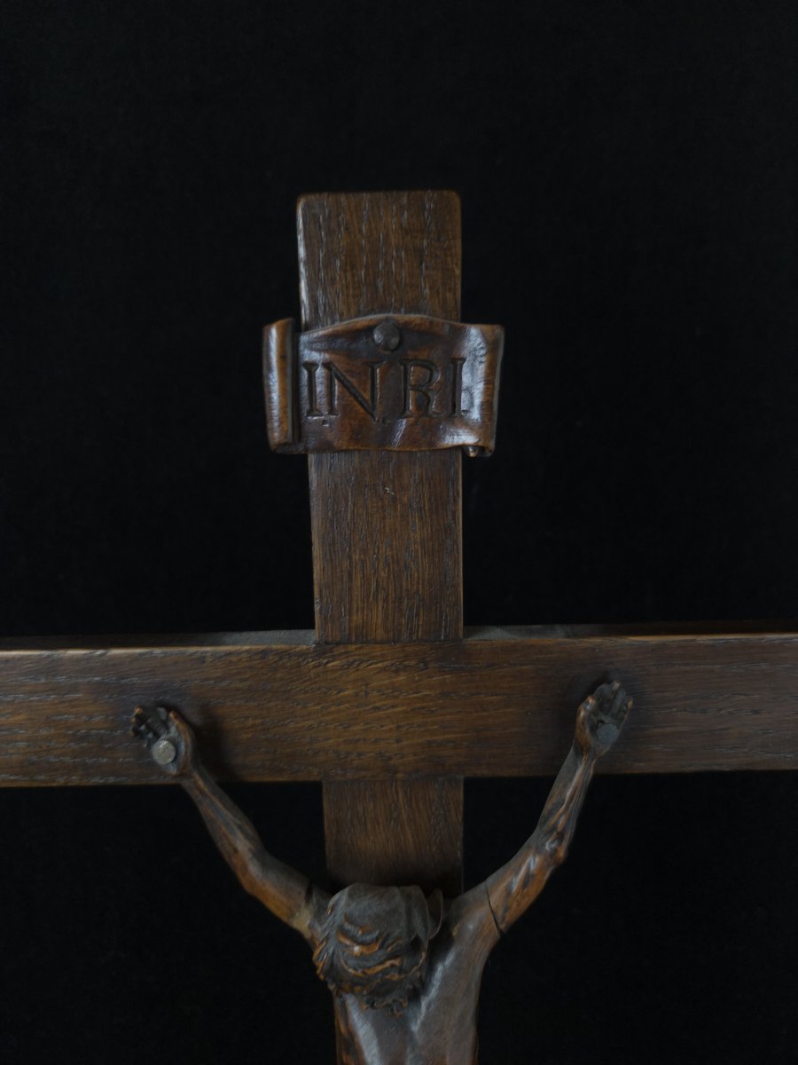 Cruxifix en bois - Golgotha - XIXe siècle-photo-4