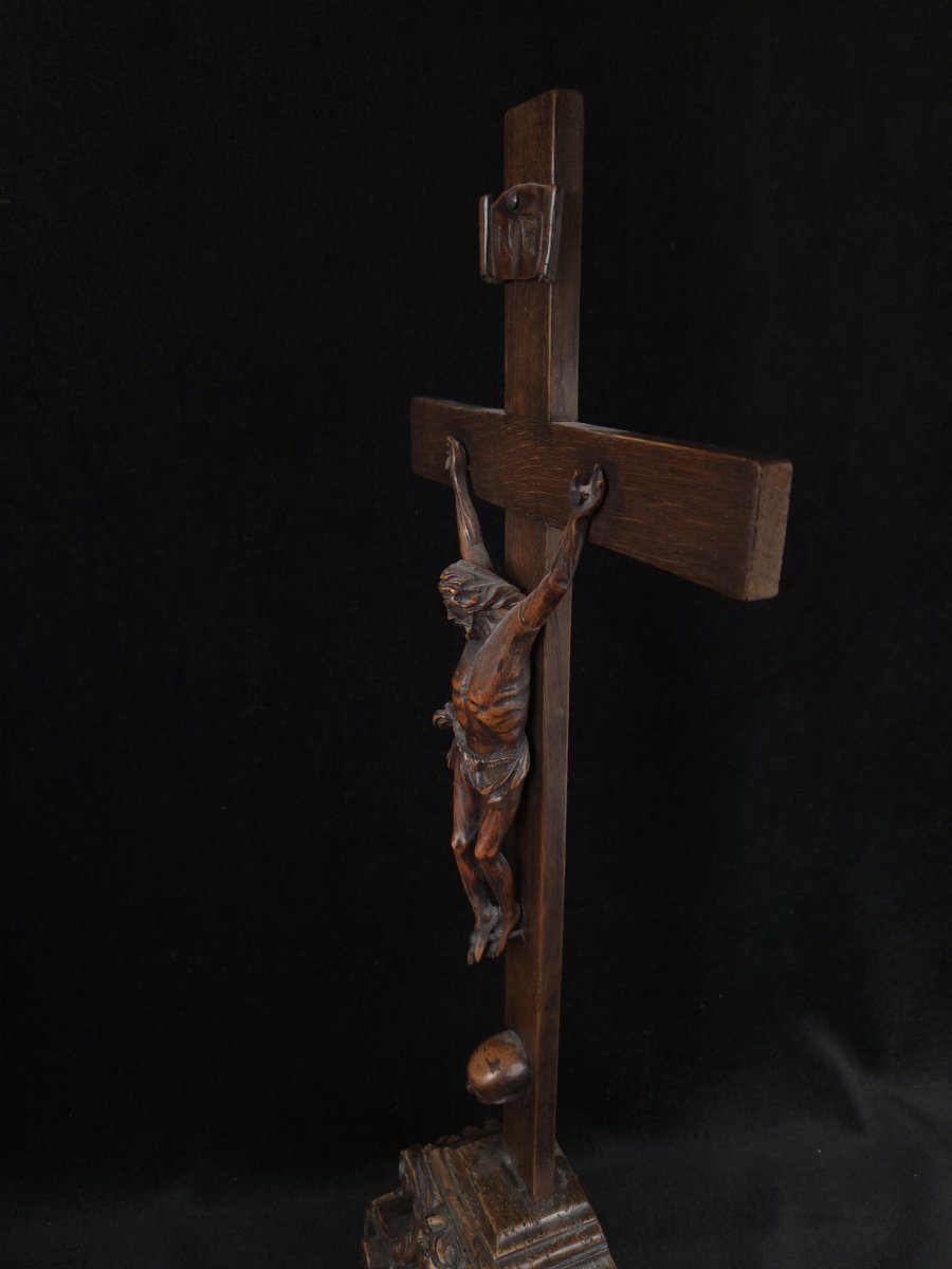 Cruxifix en bois - Golgotha - XIXe siècle-photo-4