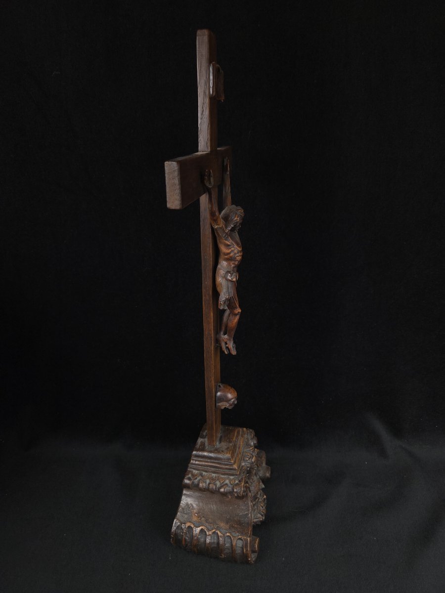 Cruxifix en bois - Golgotha - XIXe siècle-photo-6