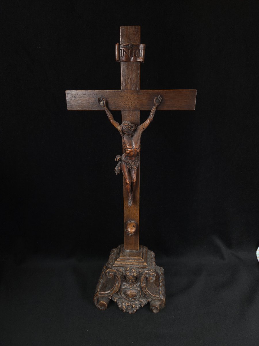 Cruxifix en bois - Golgotha - XIXe siècle-photo-7