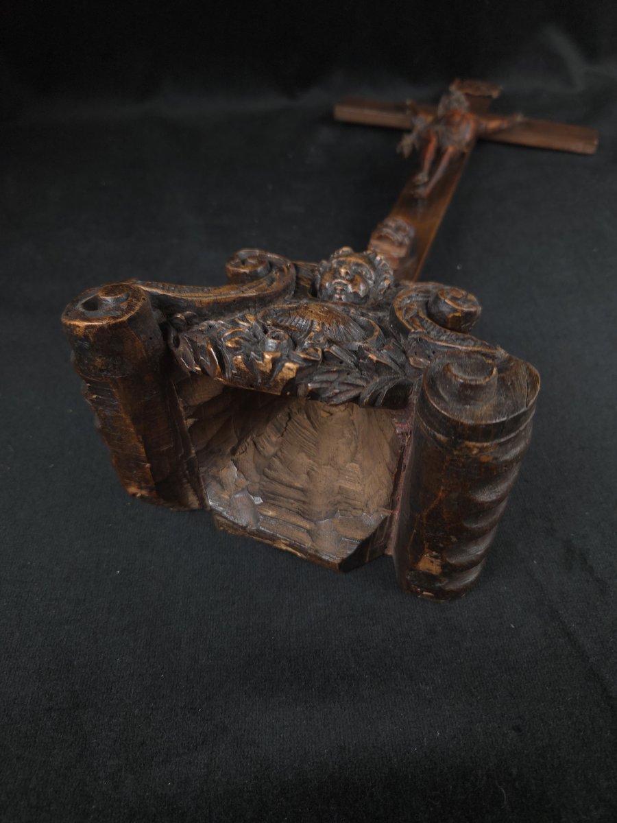 Cruxifix en bois - Golgotha - XIXe siècle-photo-8