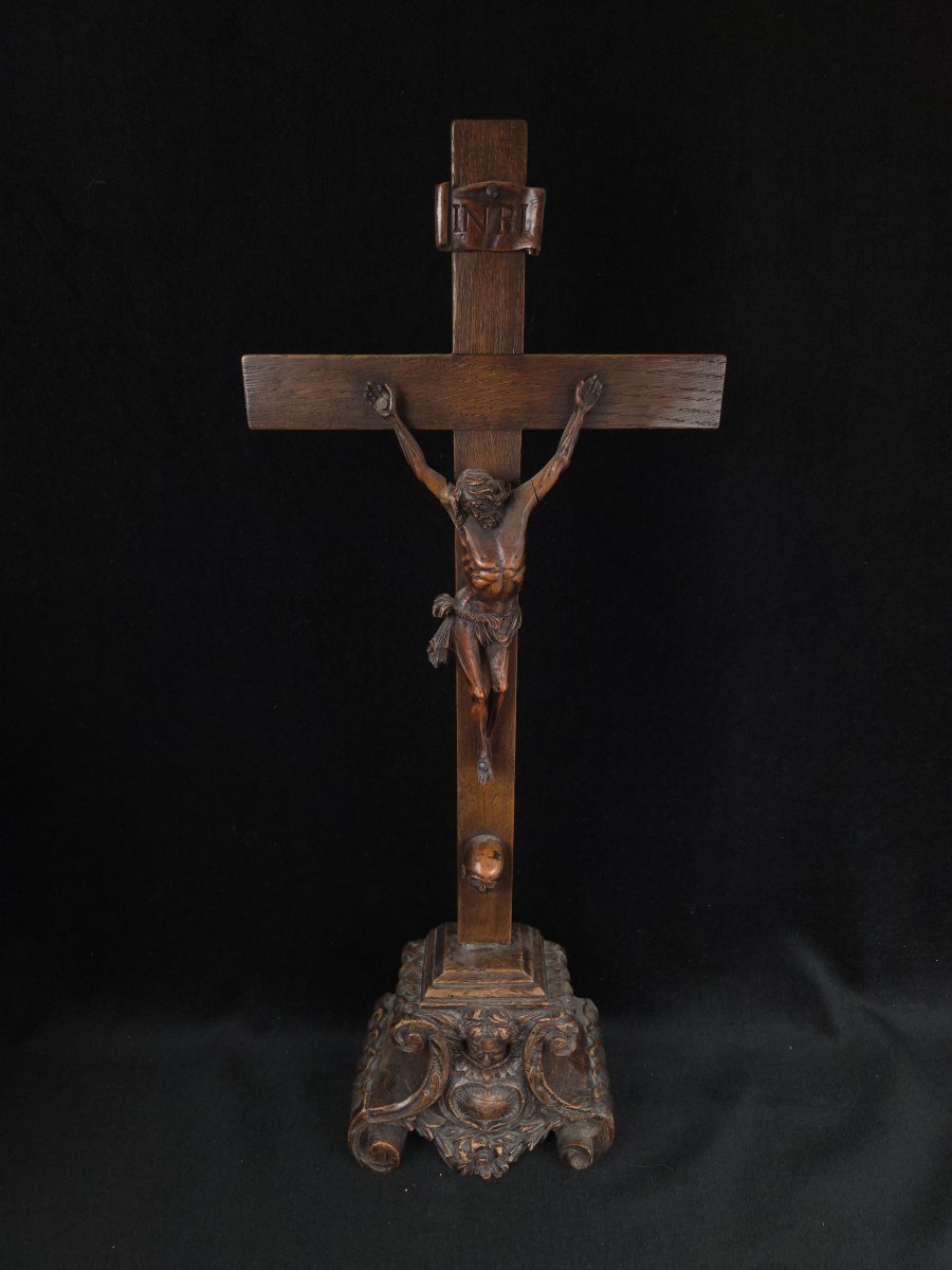 Cruxifix en bois - Golgotha - XIXe siècle