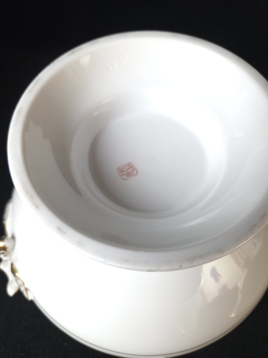 Covered Vegetable Dish In Paris Porcelain By Gille Jeune (19th Century)-photo-4