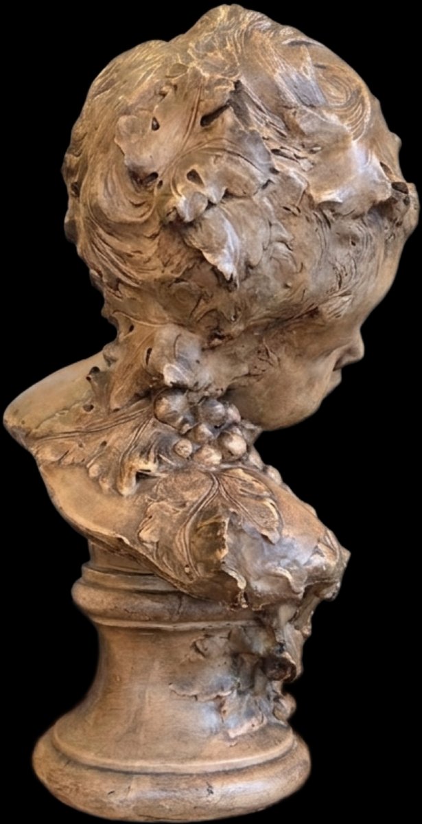 Buste de Bacchus endormi en terre cuite - Friedrich Goldscheider (Vienne - XIXe siècle)-photo-2
