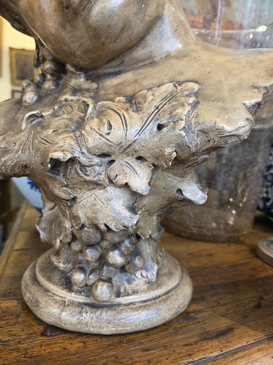 Buste de Bacchus endormi en terre cuite - Friedrich Goldscheider (Vienne - XIXe siècle)-photo-4