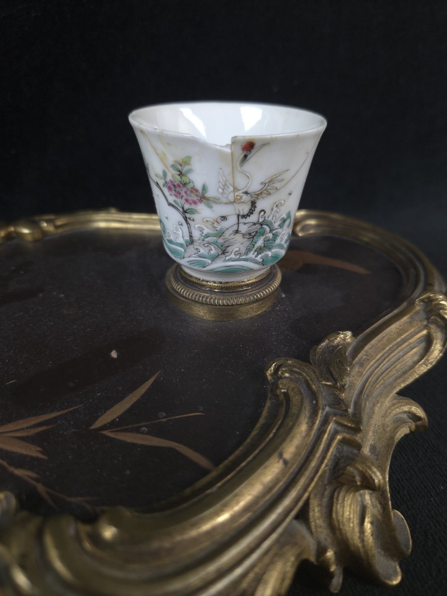 Encrier de style Louis XV en laque de Chine et bronze - XIXe siècle-photo-3