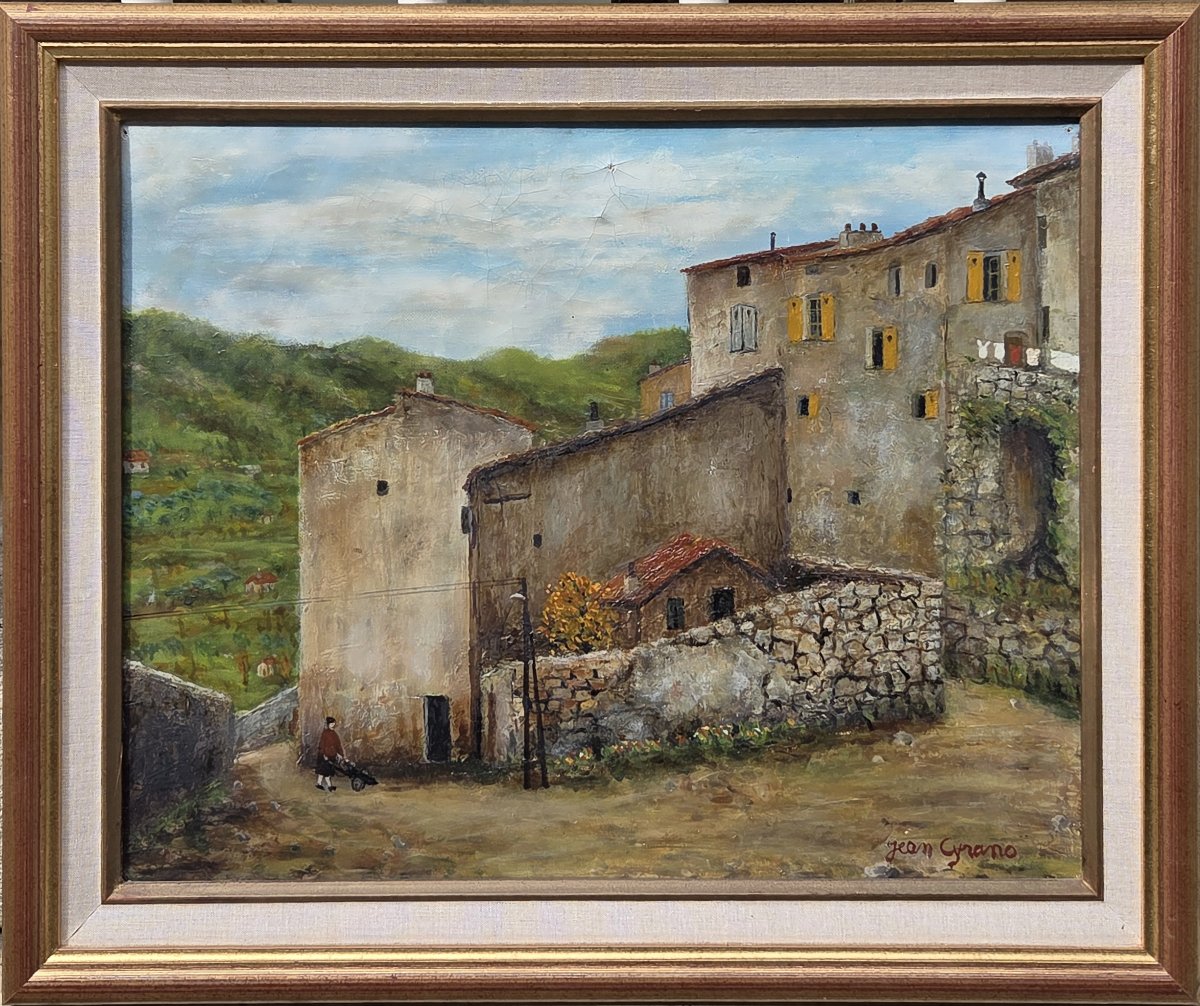 Jean CYRANO (XXe siècle) - Huile sur toile - Sous les remparts de Bargemon (Var) -photo-2