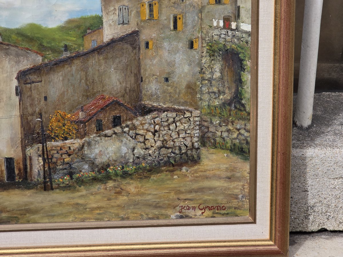 Jean CYRANO (XXe siècle) - Huile sur toile - Sous les remparts de Bargemon (Var) -photo-3