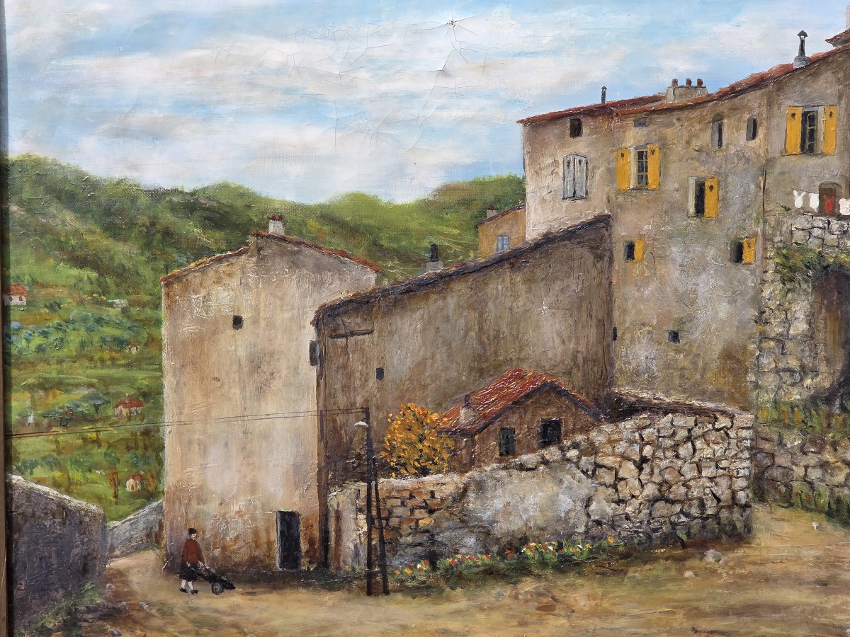 Jean CYRANO (XXe siècle) - Huile sur toile - Sous les remparts de Bargemon (Var) -photo-4