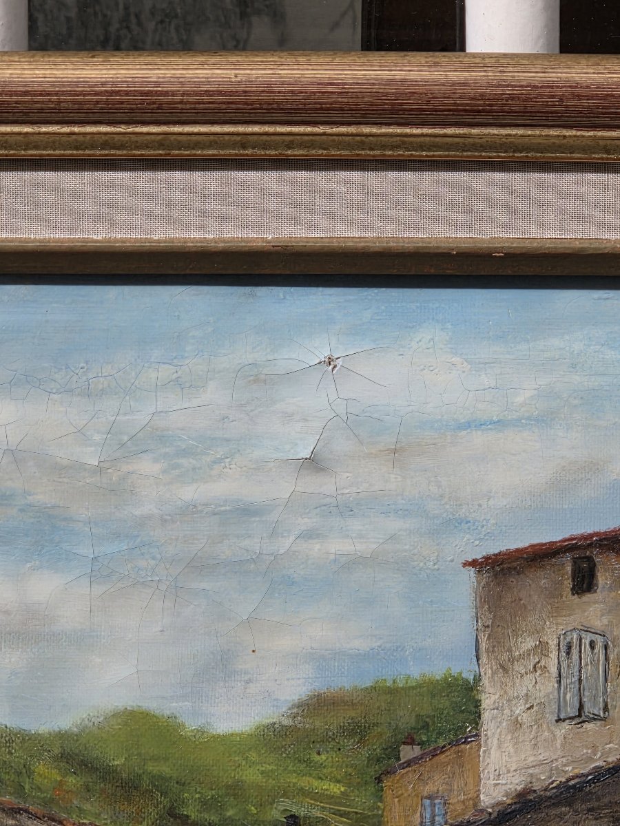 Jean CYRANO (XXe siècle) - Huile sur toile - Sous les remparts de Bargemon (Var) -photo-1
