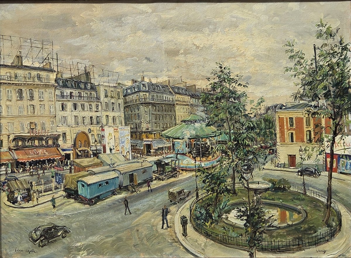 Oil On Canvas - Place Pigalle, Paris - Bailly (20th Century)-photo-2