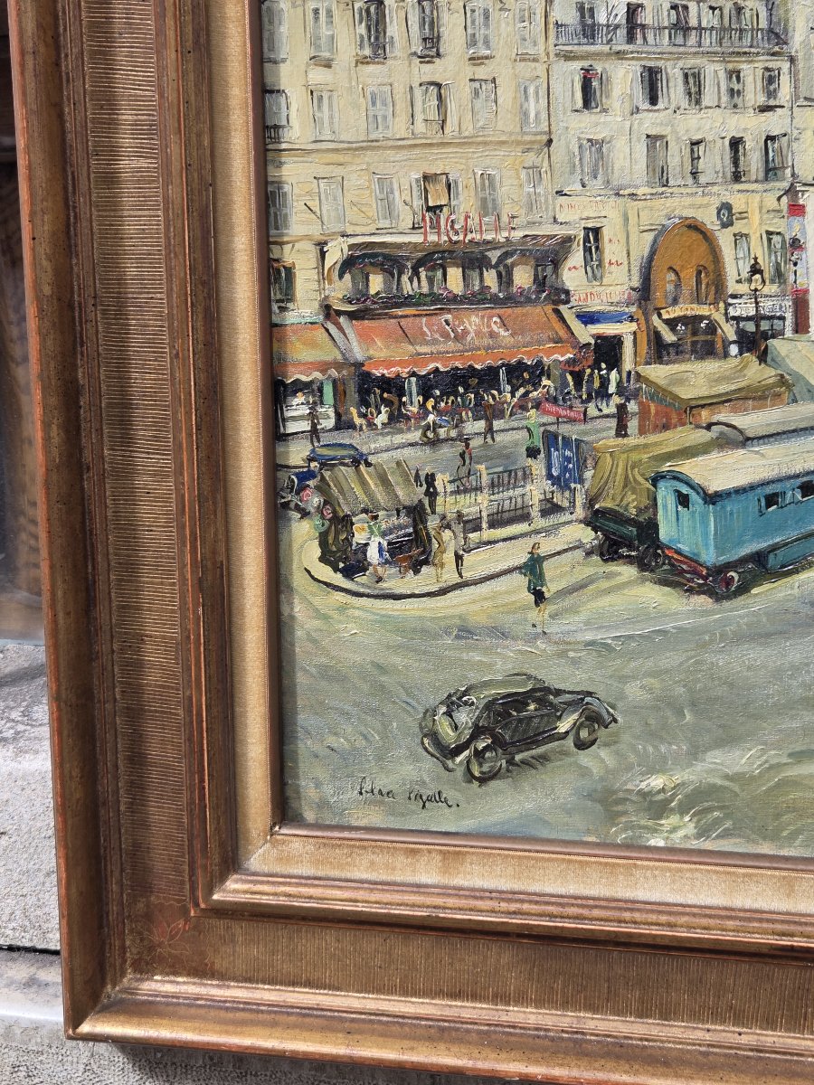 Oil On Canvas - Place Pigalle, Paris - Bailly (20th Century)-photo-4