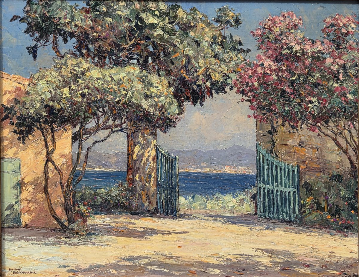 André Beronneau (1886-1973) - Oil On Canvas - La Bouillabaisse Beach (saint-tropez)-photo-3