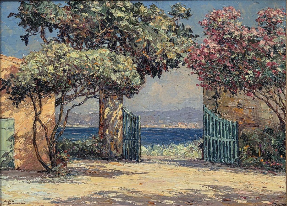 André Beronneau (1886-1973) - Oil On Canvas - La Bouillabaisse Beach (saint-tropez)