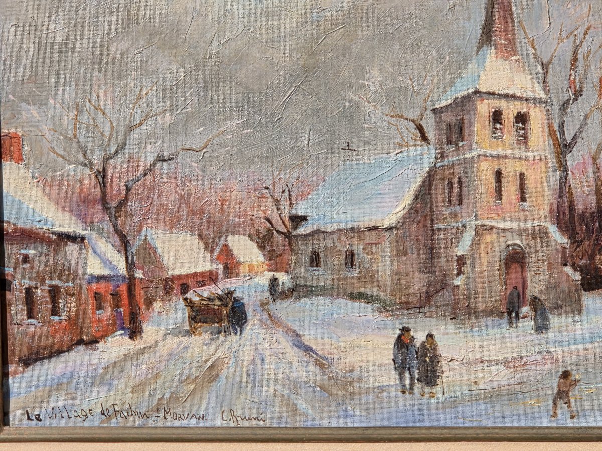 Constantin Bruni (1900-1969) - Oil On Canvas - Village Of Fachin (morvan)-photo-4