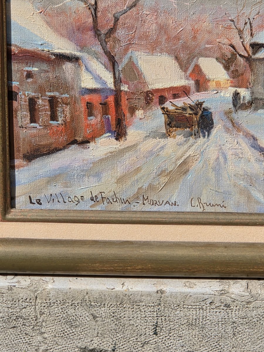 Constantin Bruni (1900-1969) - Oil On Canvas - Village Of Fachin (morvan)-photo-2