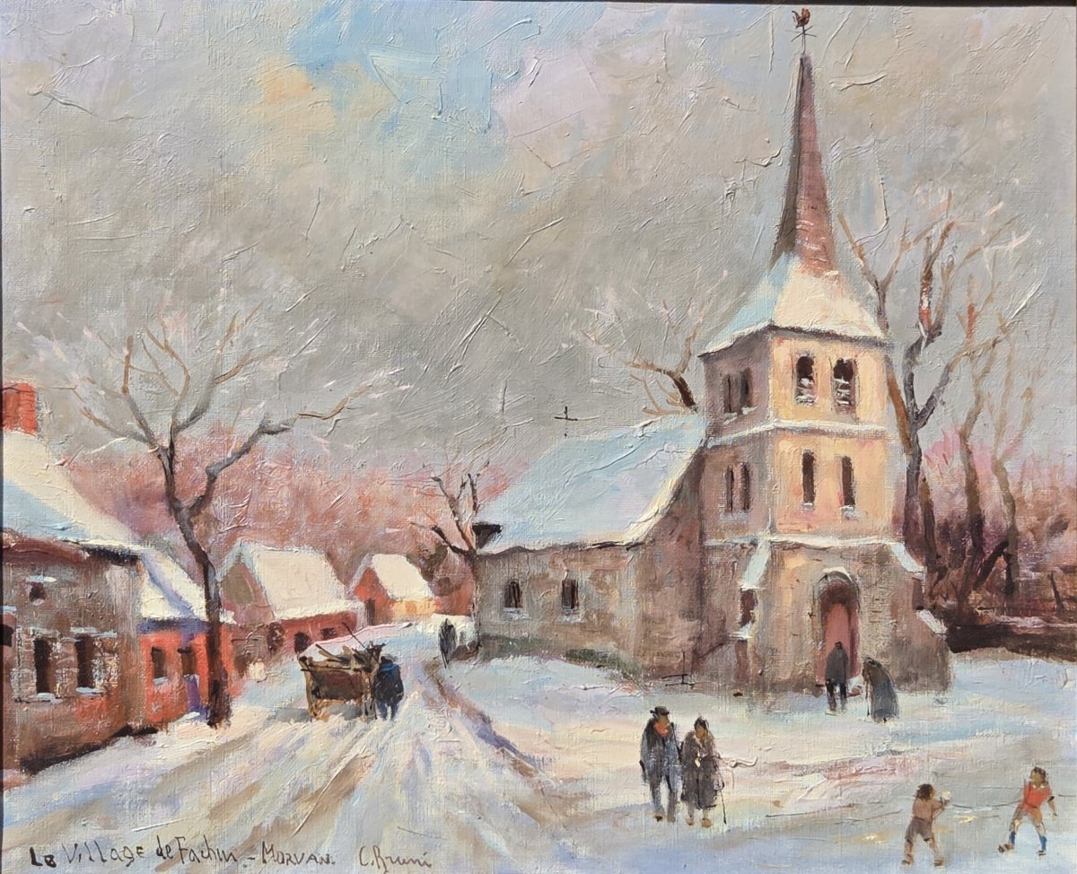 Constantin Bruni (1900-1969) - Oil On Canvas - Village Of Fachin (morvan)
