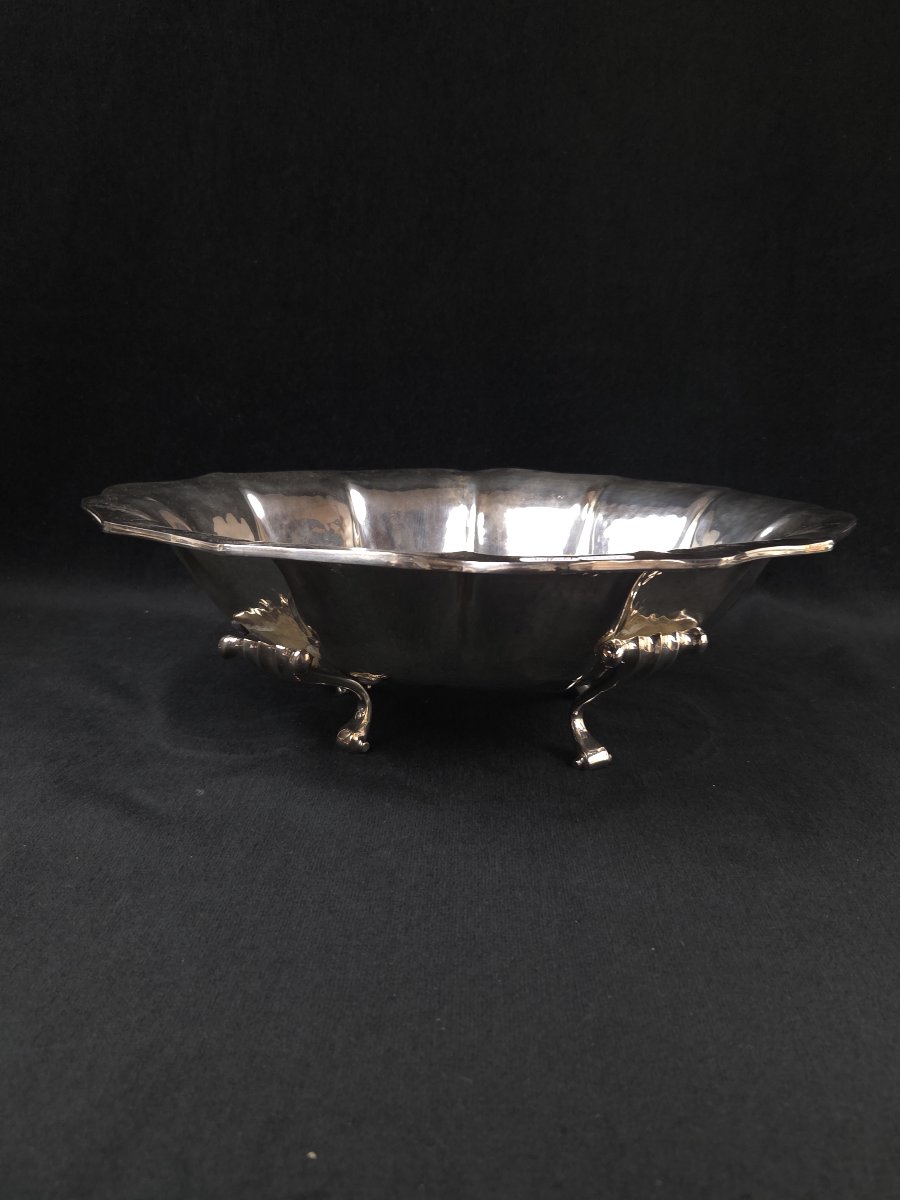 Coupe centre de table polylobée en métal argenté - Sheffield (XXe siècle)-photo-4