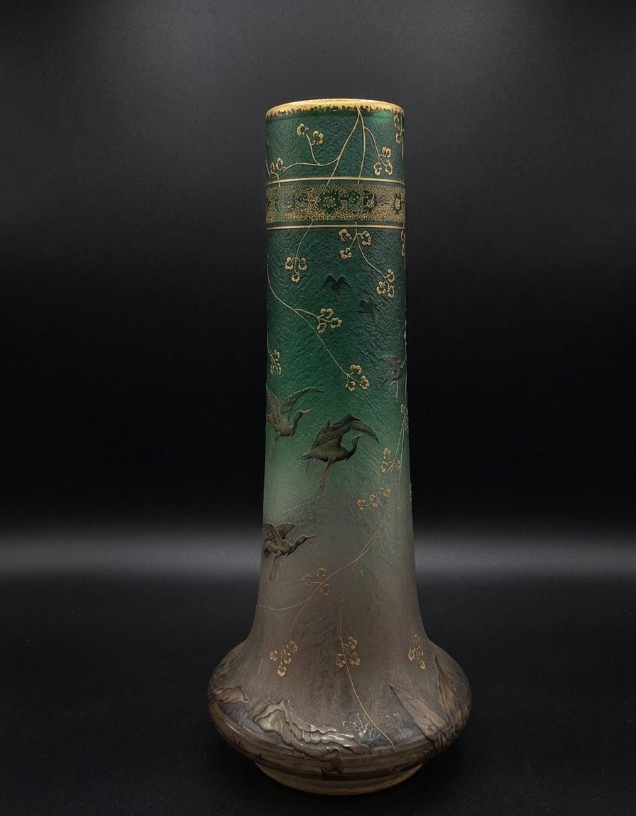 Daum Nancy - Important vase - Aux h&eacute;rons en vol - en verre multicouche (circa 1900)-photo-3