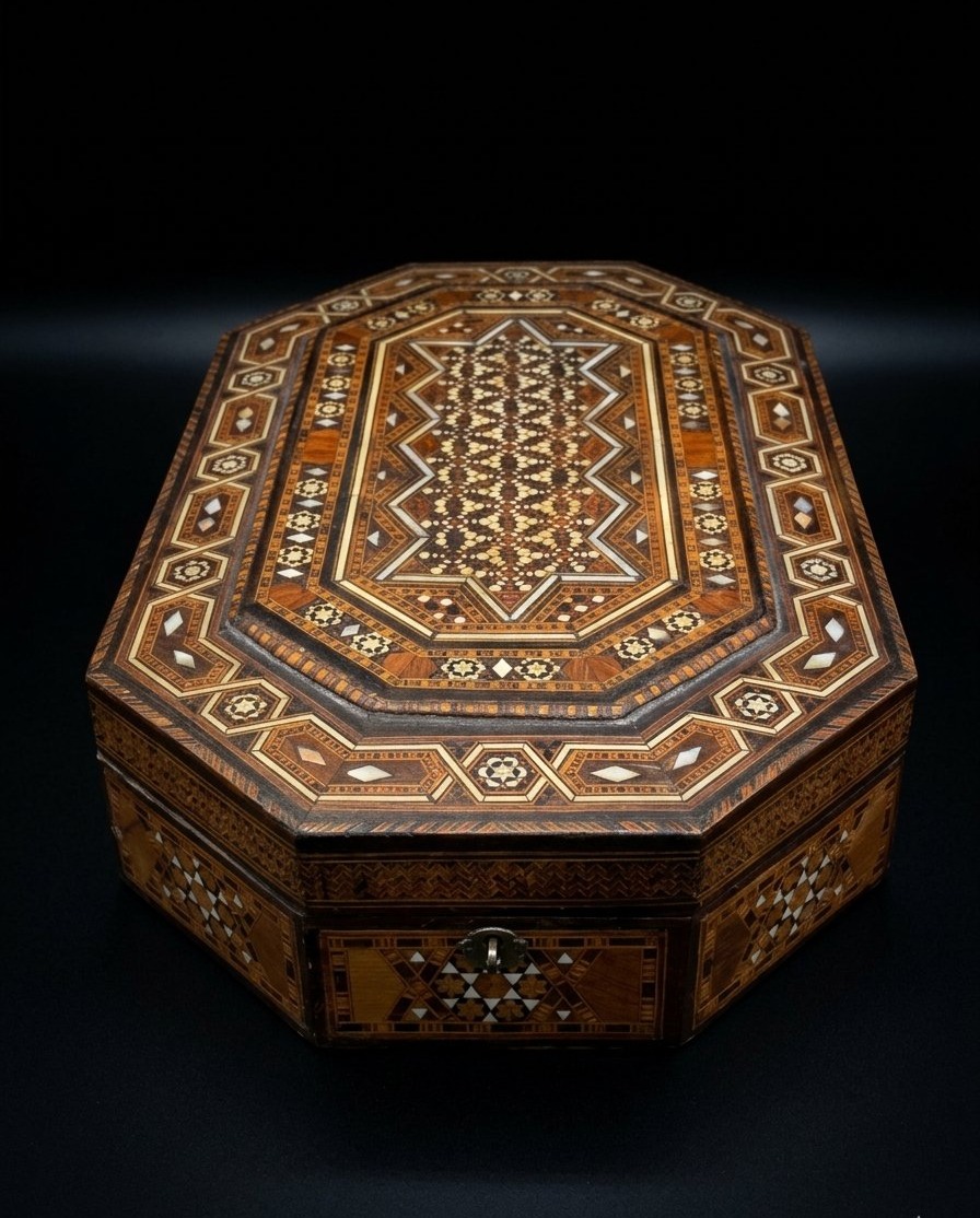 Octagonal Box With Damascus Inlay (20th Century)-photo-4