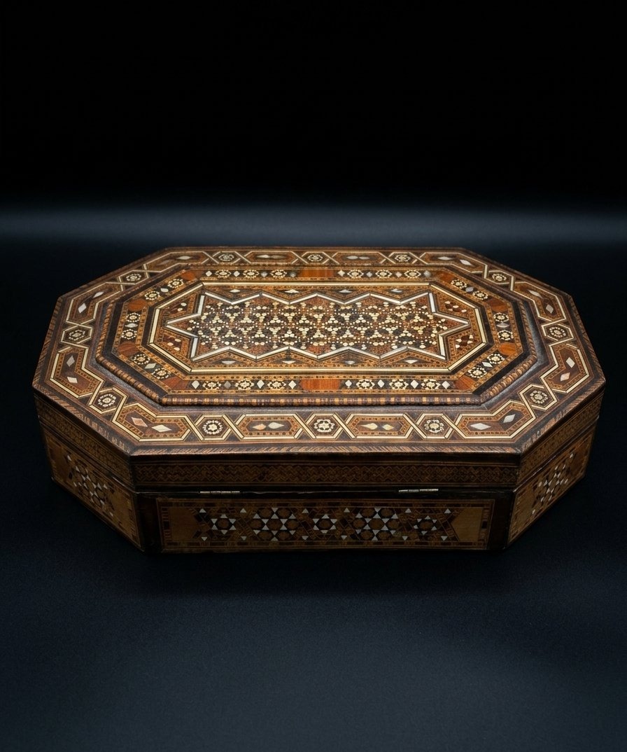 Octagonal Box With Damascus Inlay (20th Century)-photo-1