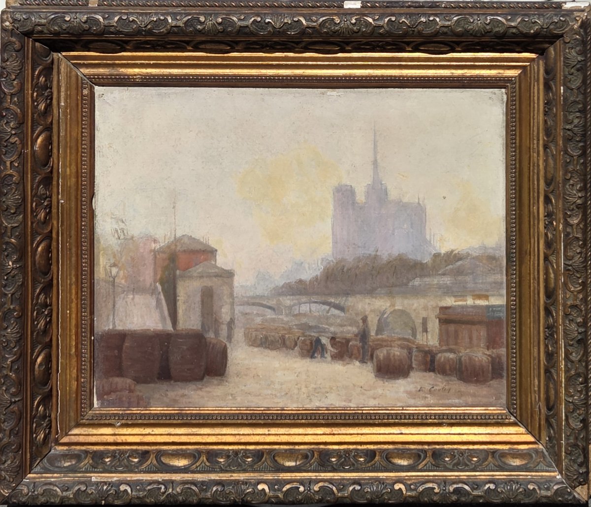 Emile COULON ((1882-1974) - Huile sur toile - Notre-Dame de Paris -photo-2