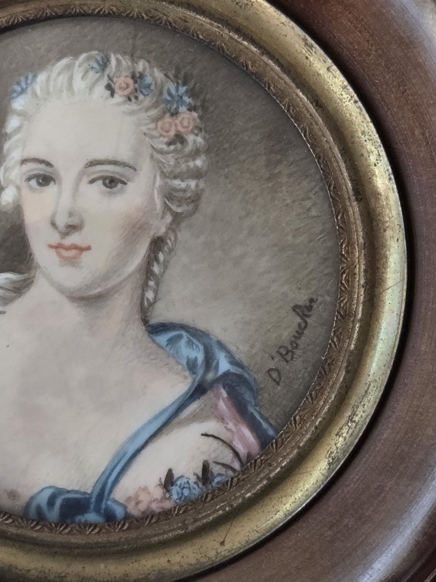 Miniature - Portrait de Madame de Pompadour d'après Boucher (XIXe siècle)-photo-4