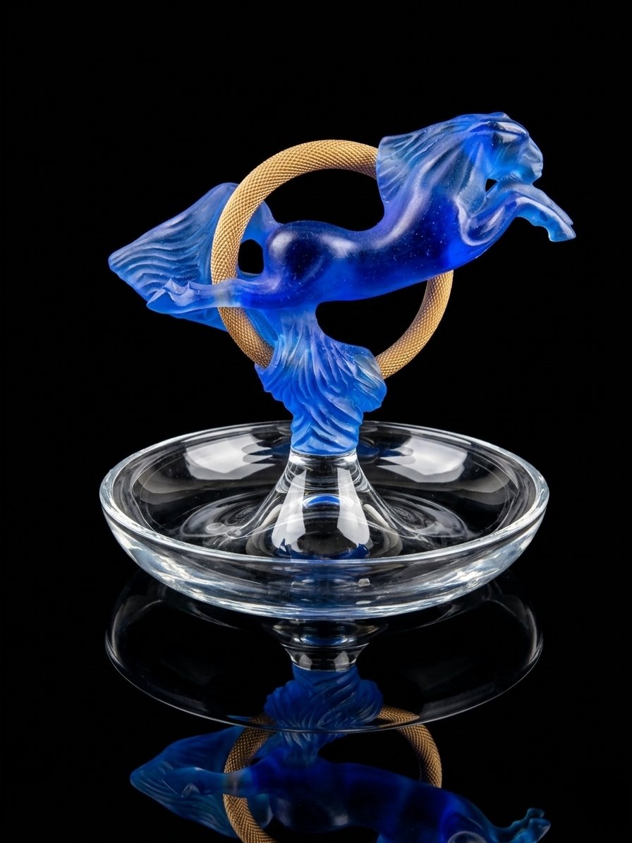 DAUM - Baguier en cristal - Cheval bleu