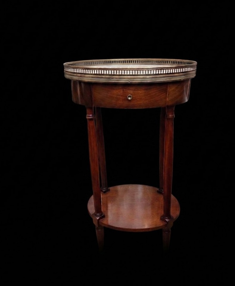 Guéridon ovale de style Louis XVI en acajou et mabre - XIXe siècle-photo-4