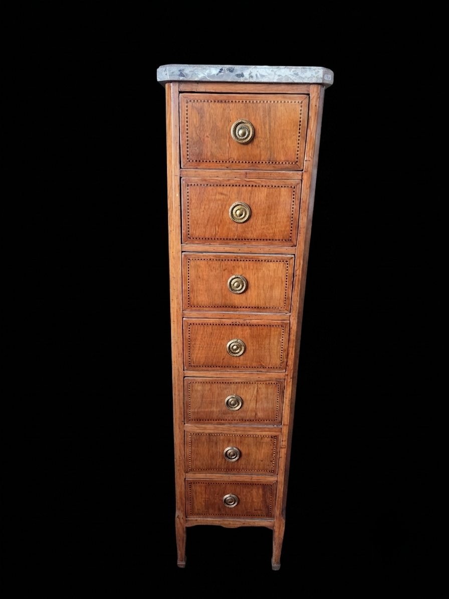 Petit semainier de style Louis XVI en bois de placage (XIXe siècle)-photo-2