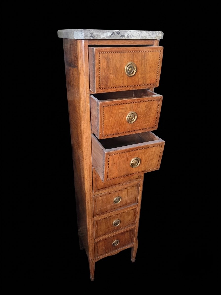 Petit semainier de style Louis XVI en bois de placage (XIXe siècle)-photo-4