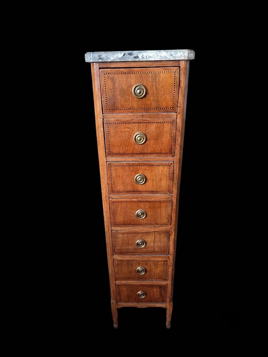Petit semainier de style Louis XVI en bois de placage (XIXe siècle)