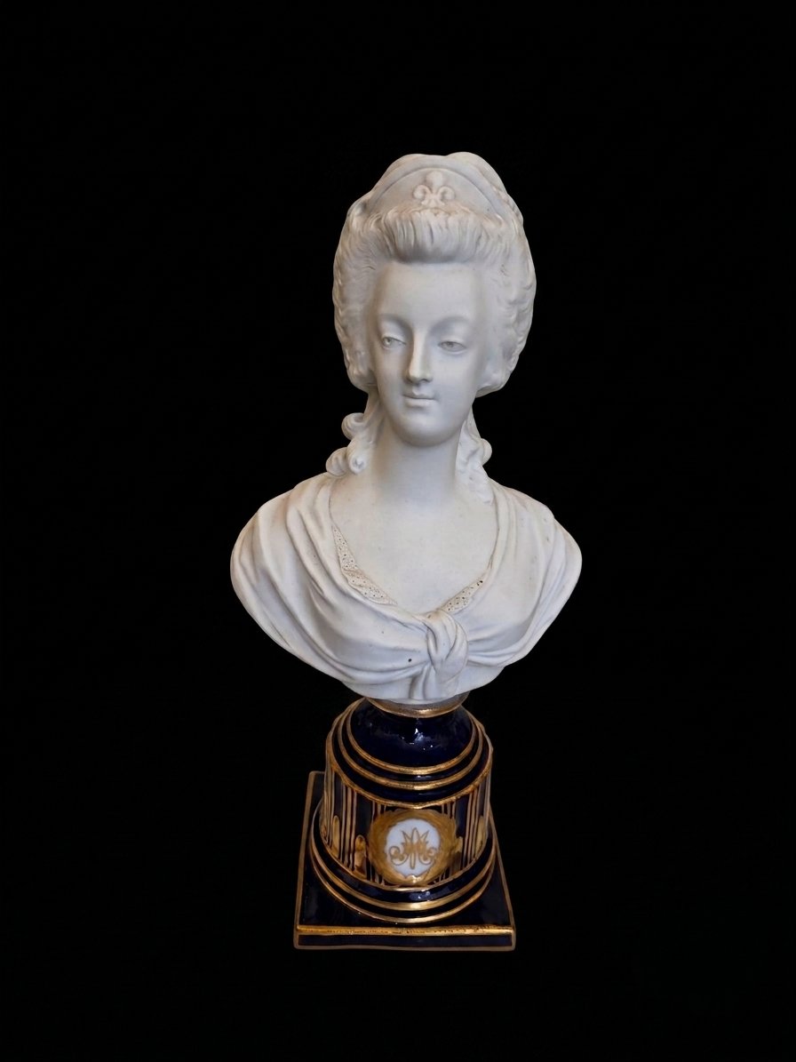 Buste de la reine Marie-Antoinette en biscuit et porcelaine - style S&egrave;vres (XXe si&egrave;cle)-photo-2