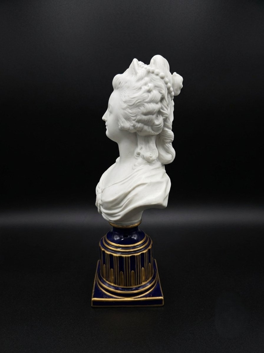 Buste de la reine Marie-Antoinette en biscuit et porcelaine - style S&egrave;vres (XXe si&egrave;cle)-photo-4