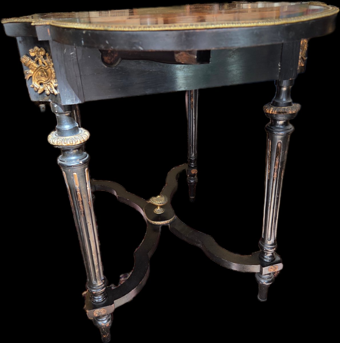 Marquetry Table With Center Panels - Napoleon III Period (19th Century)-photo-4