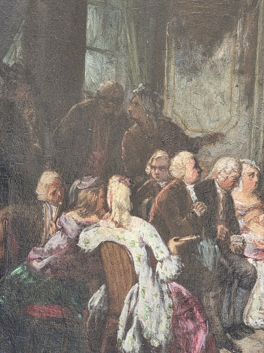 Huile sur toile - La lecture du testament - Ecole Française (XIXe siècle)-photo-1