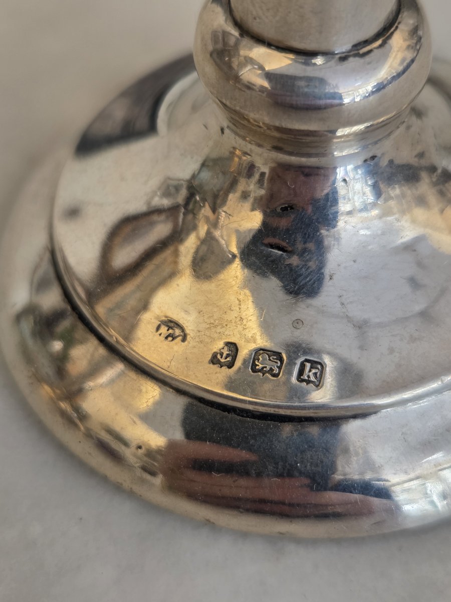 Pair Of Solid Silver Single-flower Vases - Birmingham - 1909-photo-1